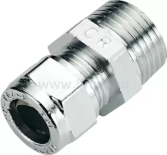 Соединитель с наружной резьбой хромированный 1/2" x Ø12