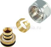 Адаптер для металлопластиковой трубы хромированный 1/2"(Ø16) x Ø16