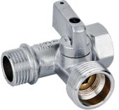 Миникран для бытовой техники шаровой проходной 1/2"x 3/4"x 1/2" флажок
